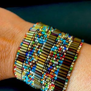Beaded cuff by Olivia jewelry made in France.